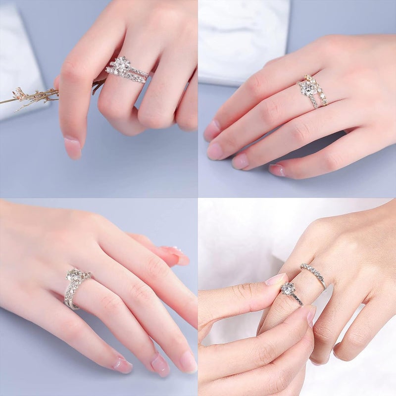 MOOSEA 7 Stone Moissanite Rings for Women, 3MM D Color VVS1 Clarity Lab Created Moissanite Ring 925 Sterling Silver Moissanite Wedding Bands Christmas Jewelry Gifts - Image 5